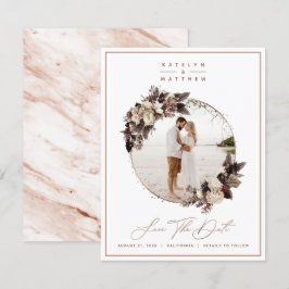 Rustikale Kupfer Gerahmtes Foto und Kalligrafie Save The Date