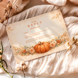 Rustikale Kürbis-Blumen-Herbst-Abschlussfeier RSVP Karte