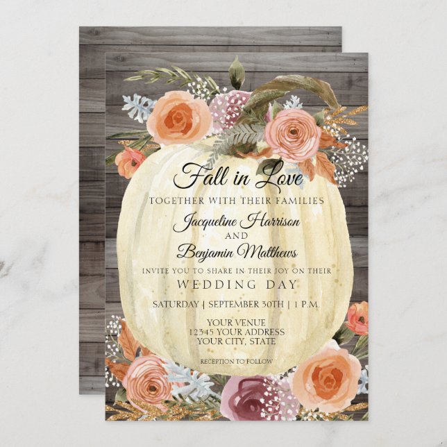 Rustikale Kürbis Einladung (Vorne/Hinten)