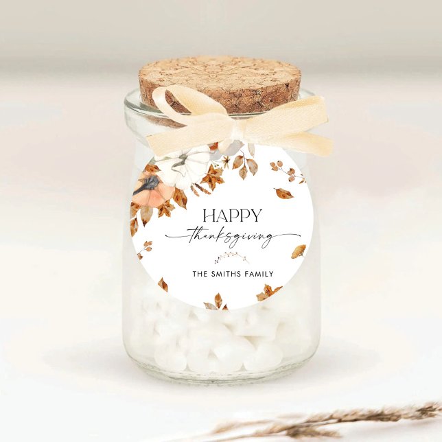 Rustikale Kürbis-Erntedankfest-Sticker Runder Aufkleber (Von Creator hochgeladen)