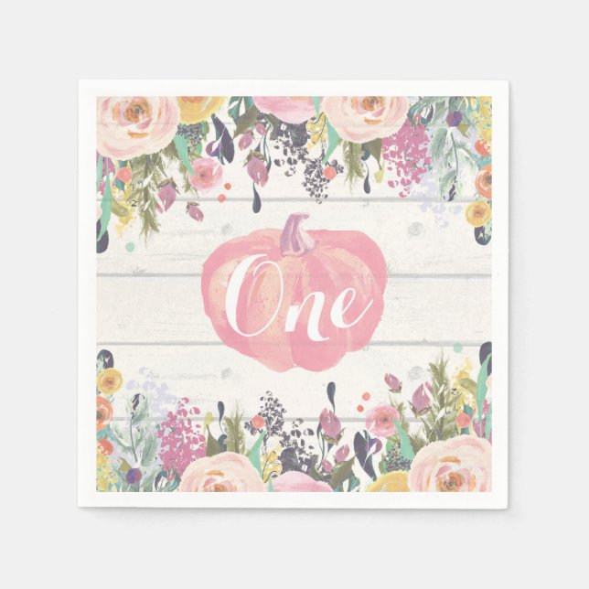 Rustikale Kürbis zum ersten Geburtstag Serviette (Vorderseite)