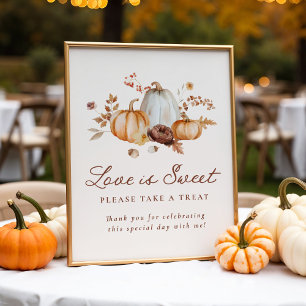 Rustikale Kürbisblume Liebe ist Sweet Favorit Sign Poster