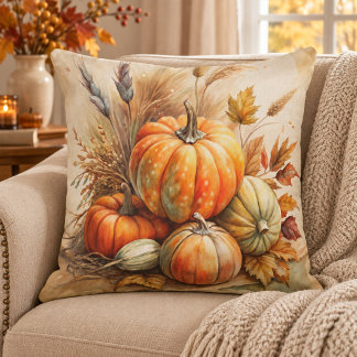 Rustikale Kürbisse & Blätter Boho Herbst-Wurfkisse Kissen