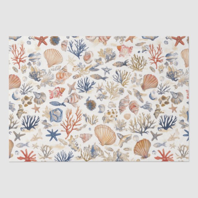 Rustikale Küste - Muscheln, Starfish, Riff (12) Seidenpapier (Vorderseite)