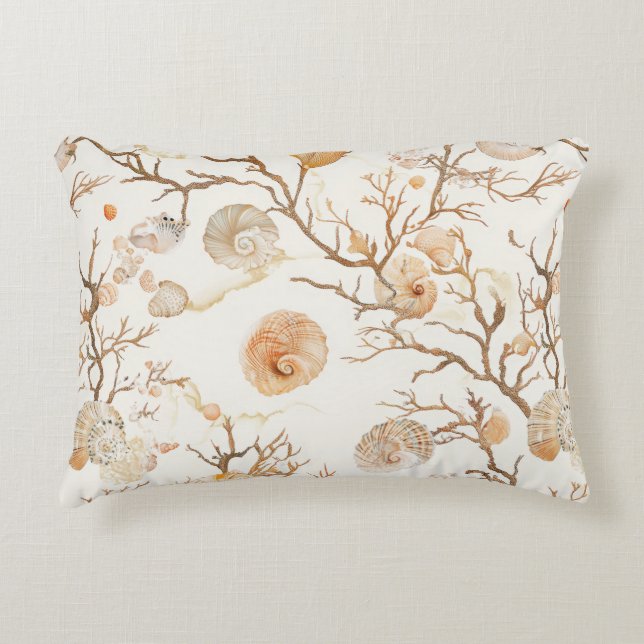 Rustikale Küste - Muscheln, Starfish, Riff (14) Dekokissen (Vorderseite)