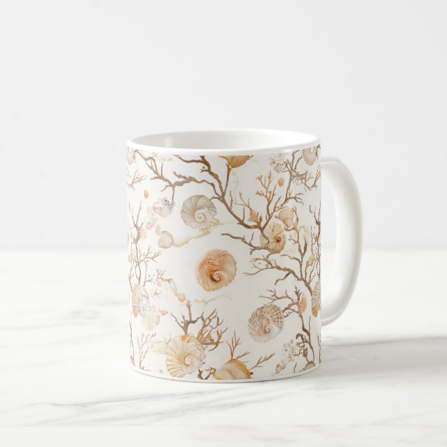 Rustikale Küste - Muscheln, Starfish, Riff (14) Kaffeetasse (VorderseiteRechts)
