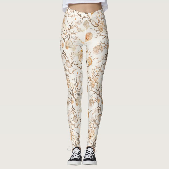 Rustikale Küste - Muscheln, Starfish, Riff (14) Leggings (Vorderseite)