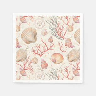 Rustikale Küste - Muscheln, Starfish, Riff (16) Serviette