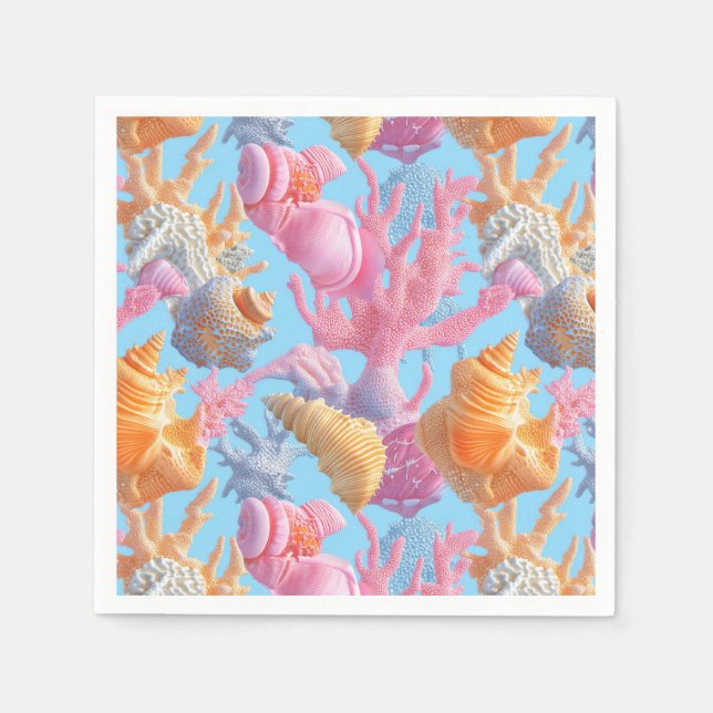 Rustikale Küste - Muscheln, Starfish, Riff (18) Serviette (Vorderseite)