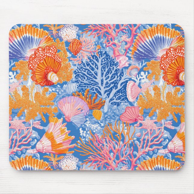 Rustikale Küste - Muscheln, Starfish, Riff (19) Mousepad (Vorne)