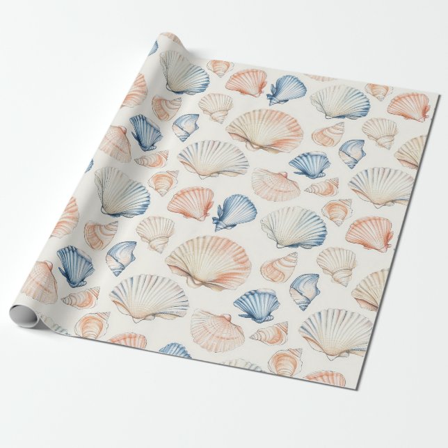Rustikale Küste - Muscheln, Starfish, Riff (21) Geschenkpapier (Ungerollt)