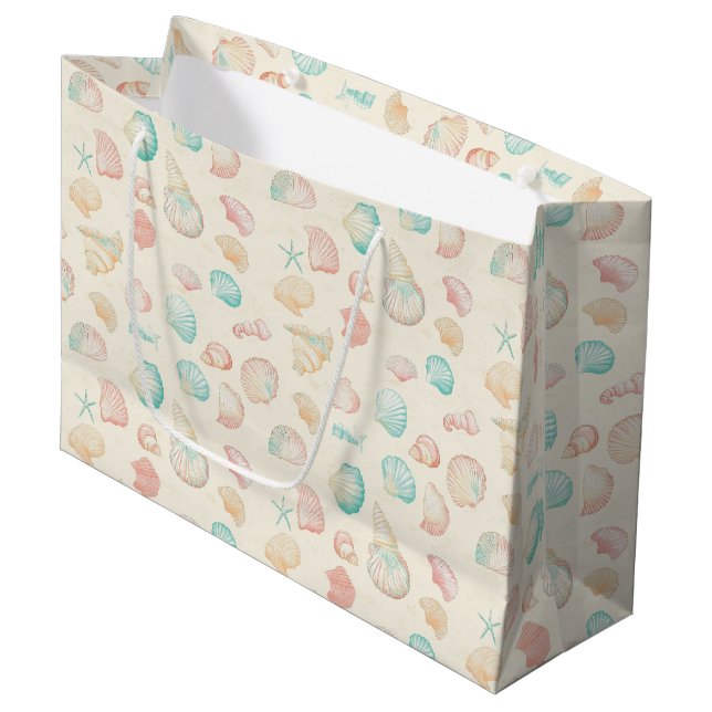 Rustikale Küste - Muscheln, Starfish, Riff (22) Große Geschenktüte (Vorderseite Schrägansicht)