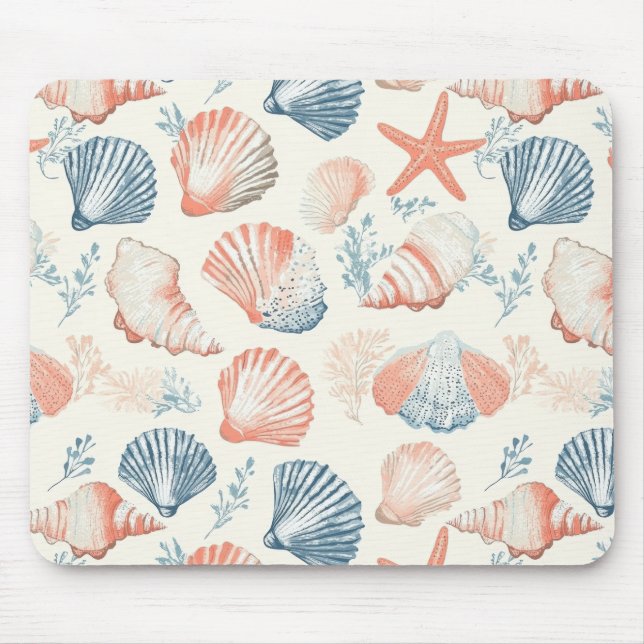 Rustikale Küste - Muscheln, Starfish, Riff (23) Mousepad (Vorne)