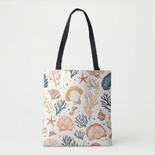 Rustikale Küste - Muscheln, Starfish, Riff (24) Tasche