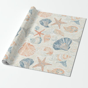 Rustikale Küste - Muscheln, Starfish, Riff (25) Geschenkpapier