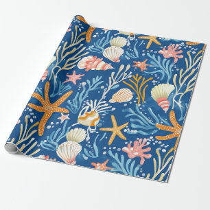 Rustikale Küste - Muscheln, Starfish, Riff (26) Geschenkpapier