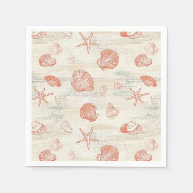 Rustikale Küste - Muscheln, Starfish, Riff (29) Serviette (Vorderseite)