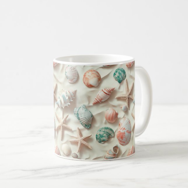 Rustikale Küste - Muscheln, Starfish, Riff (33) Kaffeetasse (VorderseiteRechts)
