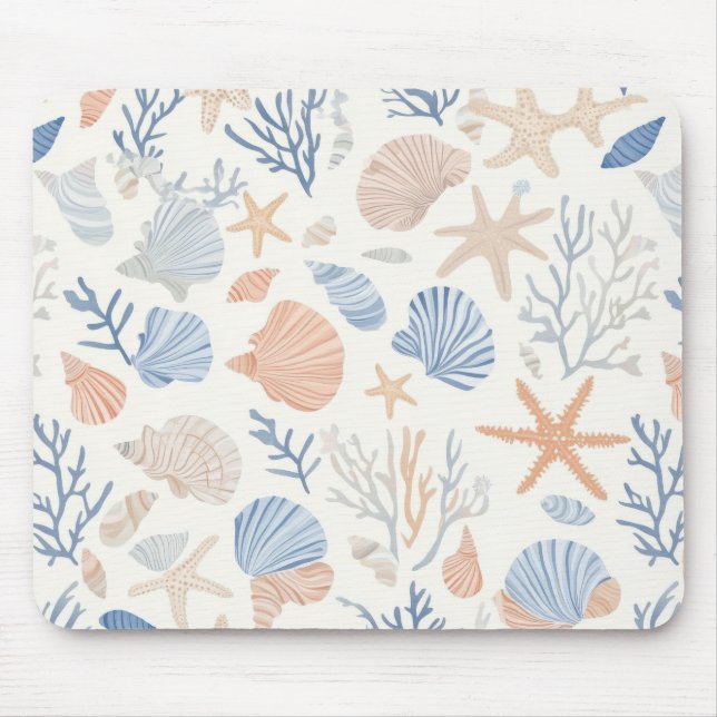 Rustikale Küste - Muscheln, Starfish, Riff (34) Mousepad (Vorne)