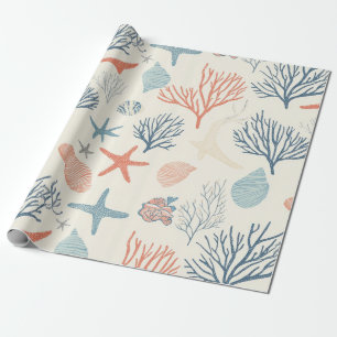 Rustikale Küste - Muscheln, Starfish, Riff (35) Geschenkpapier