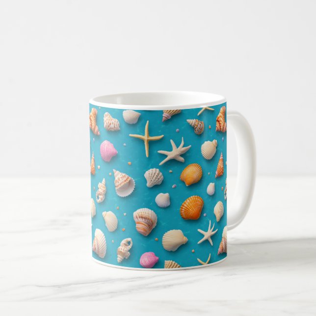 Rustikale Küste - Muscheln, Starfish, Riff (3) Kaffeetasse (VorderseiteRechts)