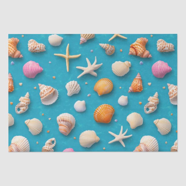 Rustikale Küste - Muscheln, Starfish, Riff (3) Seidenpapier (Vorderseite)