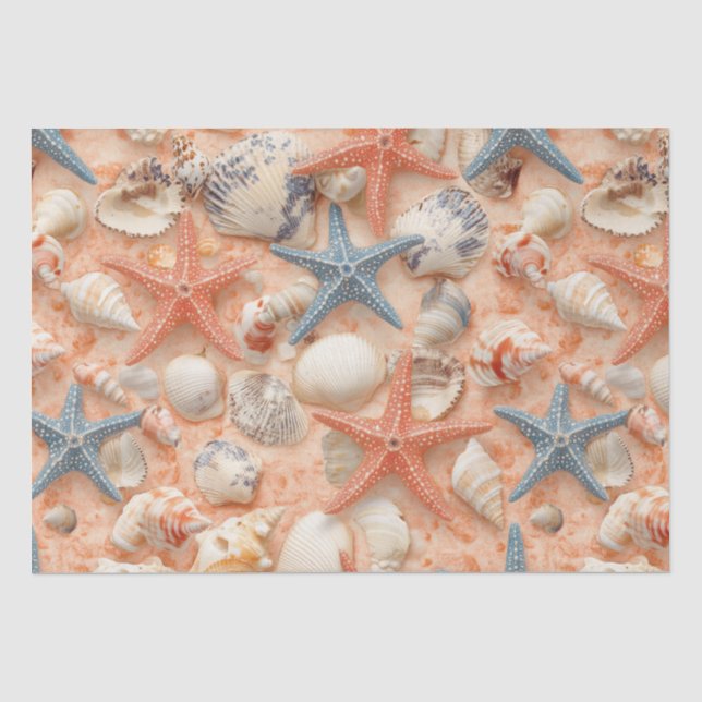 Rustikale Küste - Muscheln, Starfish, Riff (8) Seidenpapier (Vorderseite)