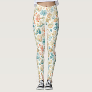 Rustikale Küste - Muscheln, Starfish, Riff (9) Leggings