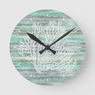 Rustikale Küstendekoration Korallen Runde Wanduhr