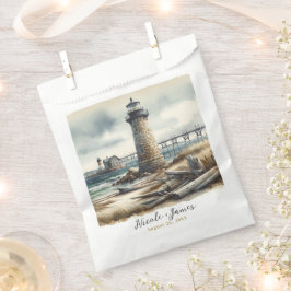 Rustikale Küstenlandschaft Leuchtturm Strand Hochz Geschenktütchen