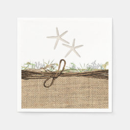 Rustikale Küstenstrasse Starfish Burlap & Greenery Serviette