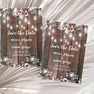 Rustikale Lace-Lichterkette Hochzeit Save the Date Magneteinladung