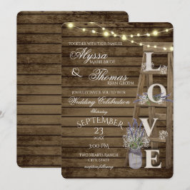 Rustikale Ladder and Lights Lavender Liebe Wedding Einladung