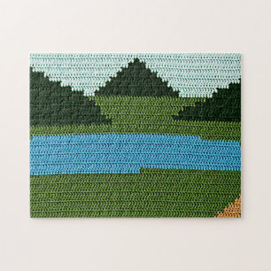 Rustikale Lake Hills Green Designer Crochet Print