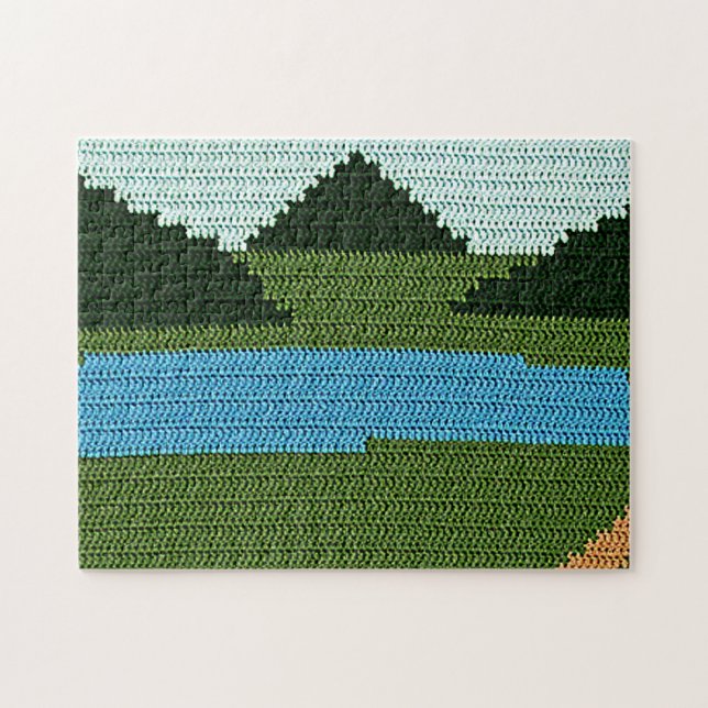 Rustikale Lake Hills Green Designer Crochet Print (Horizontal)