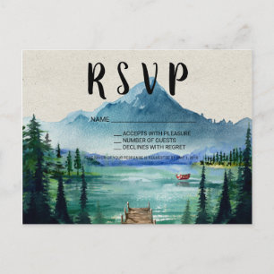 Rustikale Lakeside Wedding RSVP Postcard Einladungspostkarte