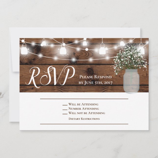 Rustikale Landbabys atmen Holz-Hochzeit RSVP-Karte Einladung (Vorderseite)