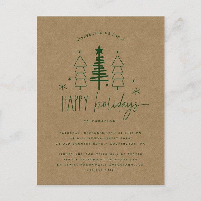 Rustikale Landbaumen Weihnachtsfeierliche Party Ei Postkarte (Vorderseite)