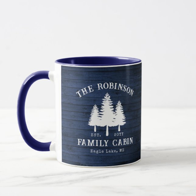 Rustikale Landfamilienhäuser Bäume Blauer Holzdruc Tasse (Links)