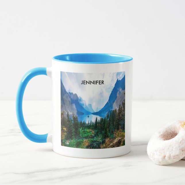 Rustikale Landgebirge Naturfotografie Tasse (Mit Donut)