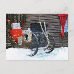 Rustikale Landhaus alte Schlitten Geschenke Postkarte