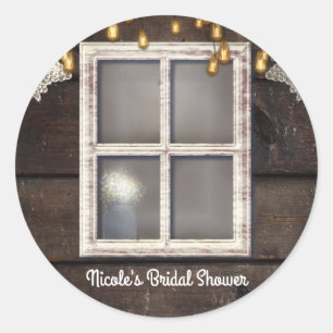 Rustikale Landhaus-Scheunenfenster-Lichter & Spitz Runder Aufkleber