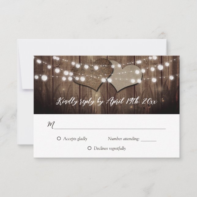 Rustikale Landhausgarten Hochzeitskarte RSVP (Vorderseite)