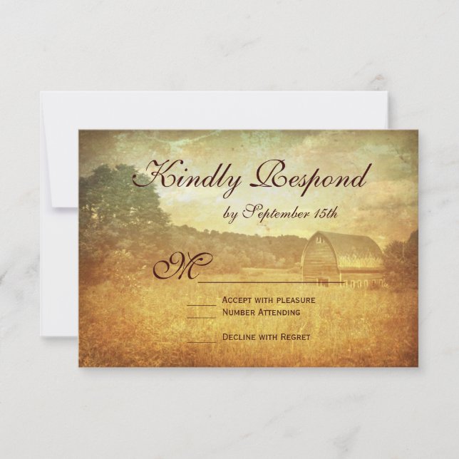 Rustikale Landhausställe auf Hochzeitskarten RSVP Karte (Vorderseite)
