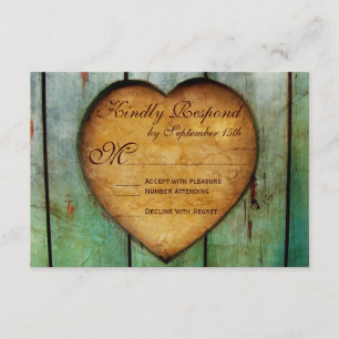 Rustikale Landherz-Stallholz-Hochzeitskarten RSVP Karte