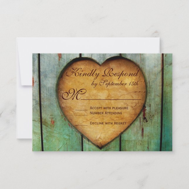 Rustikale Landherz-Stallholz-Hochzeitskarten RSVP Karte (Vorderseite)