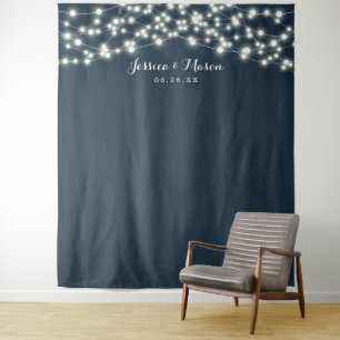 Rustikale Landhochzeit-Kulisse Fotobox-Lichter Wandteppich