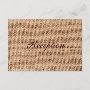Rustikale Landhochzeitsempfangskarten aus Jute Begleitkarte