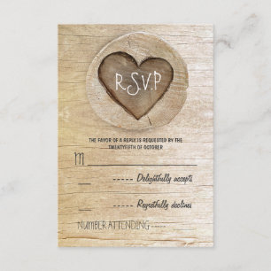 Rustikale Landholzherz-Hochzeit RSVP-Karten RSVP Karte