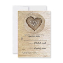Rustikale Landholzherz-Hochzeit RSVP-Karten